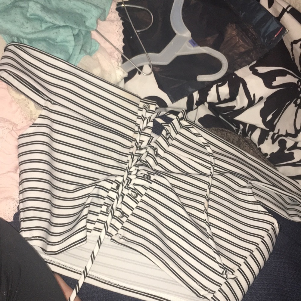 off the shoulder striped crop